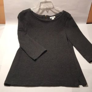 Tailored Grey Blouse with Half Zipper on Back